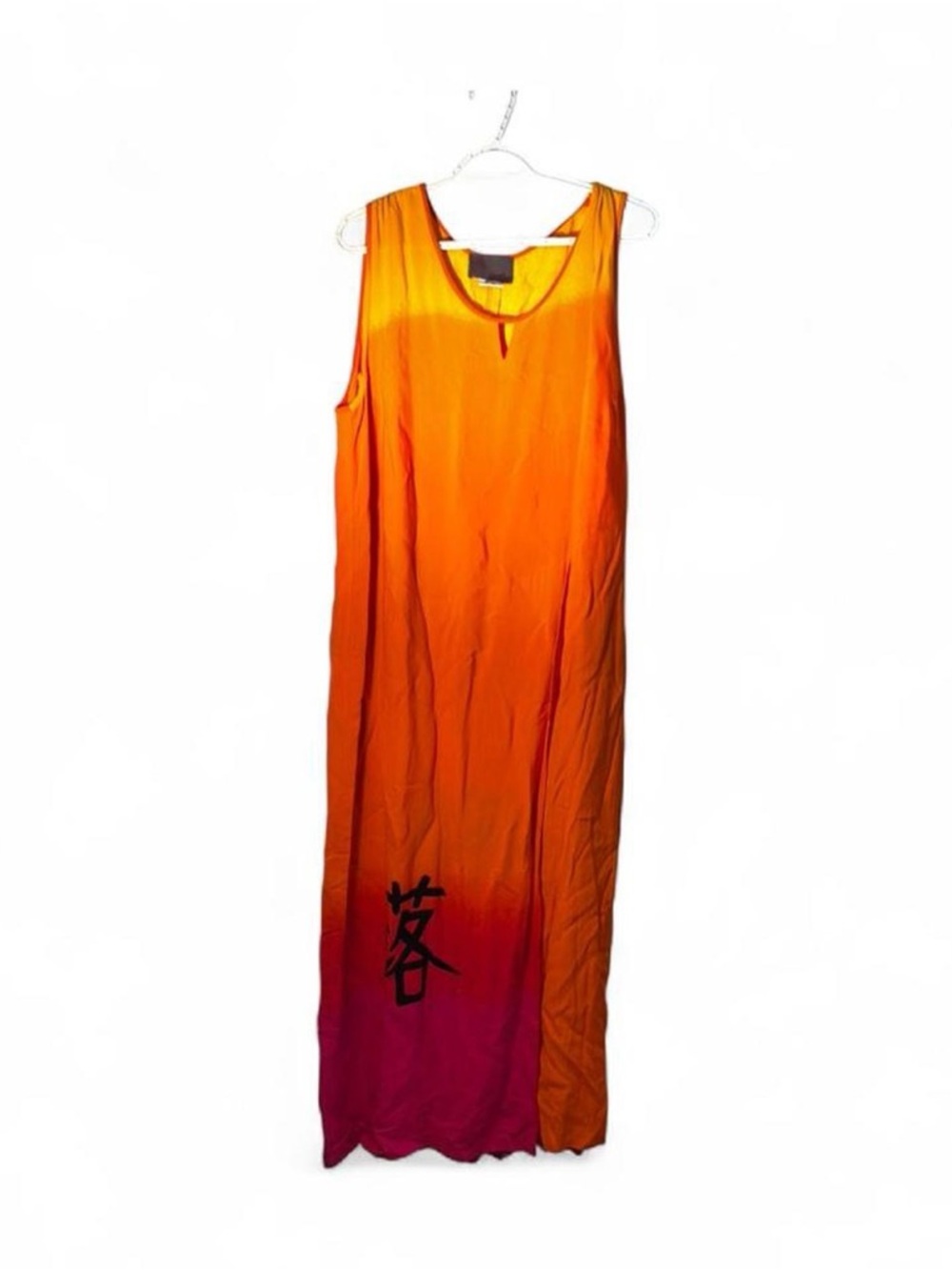 Sempre Piu Orange-to-Pink Ombre Sleeveless Maxi Dress